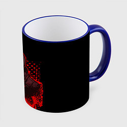 Кружка 3D Красный скелет на чёрном фоне, цвет: 3D-синий кант