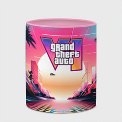 Кружка 3D GTA 6 retro abstract logo, цвет: 3D-белый + розовый — фото 2