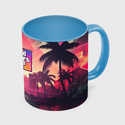 Кружка 3D GTA 6 retro abstract logo, цвет: 3D-белый + небесно-голубой