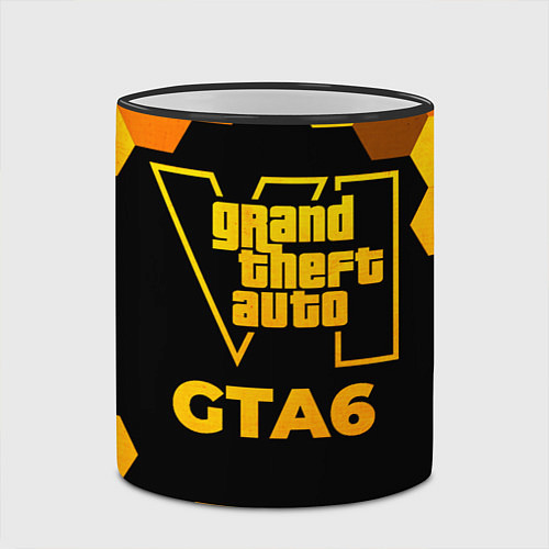 Кружка цветная GTA6 - gold gradient / 3D-Черный кант – фото 2