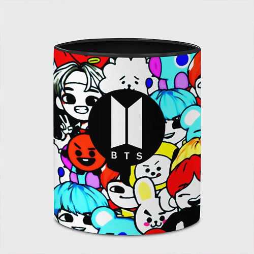 Кружка цветная Bangtan Boys logo band / 3D-Белый + черный – фото 2