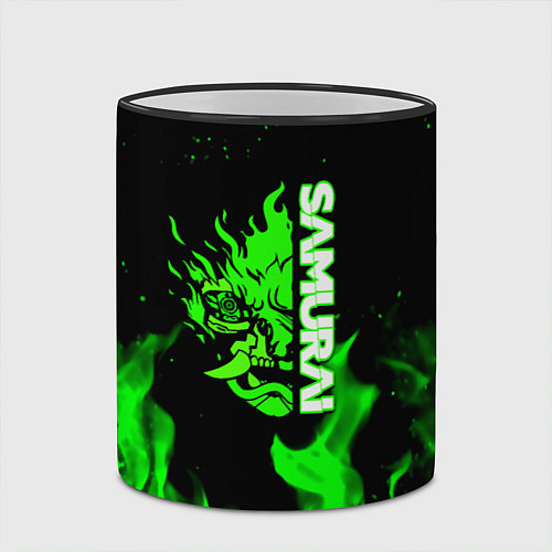 Кружка цветная Samurai green fire toxic / 3D-Черный кант – фото 2