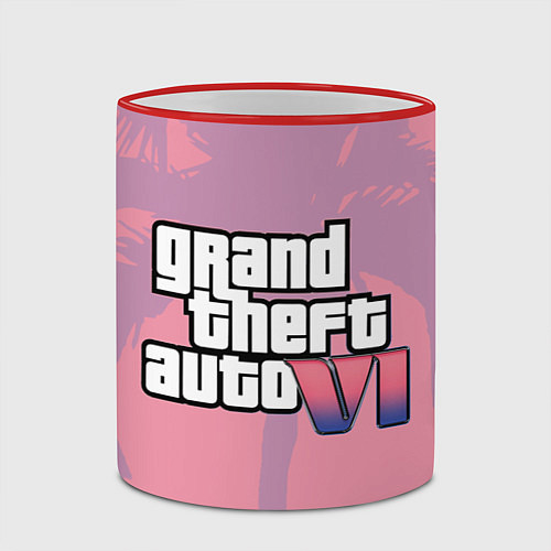 Кружка цветная GTA 6 pink / 3D-Красный кант – фото 2