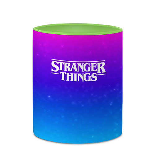 Кружка цветная Stranger Things gradient colors / 3D-Белый + светло-зеленый – фото 2