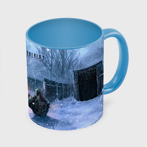 Кружка цветная STALKER 2 новички на кордоне / 3D-Белый + небесно-голубой – фото 1