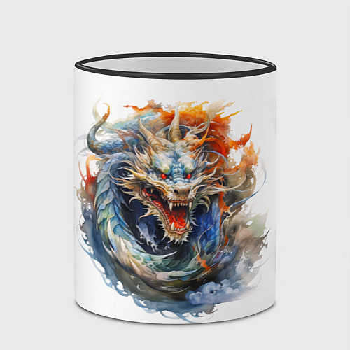 Кружка цветная Портрет китайского дракона символа Нового года / 3D-Черный кант – фото 2