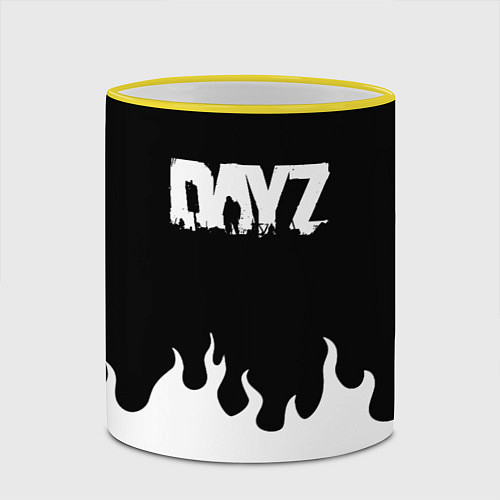 Кружка цветная Dayz огонь апокалипсис / 3D-Желтый кант – фото 2