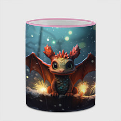 Кружка 3D Маленький огненный дракоша, цвет: 3D-розовый кант — фото 2