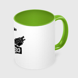 Кружка 3D Волки и молот Тора, цвет: 3D-белый + светло-зеленый