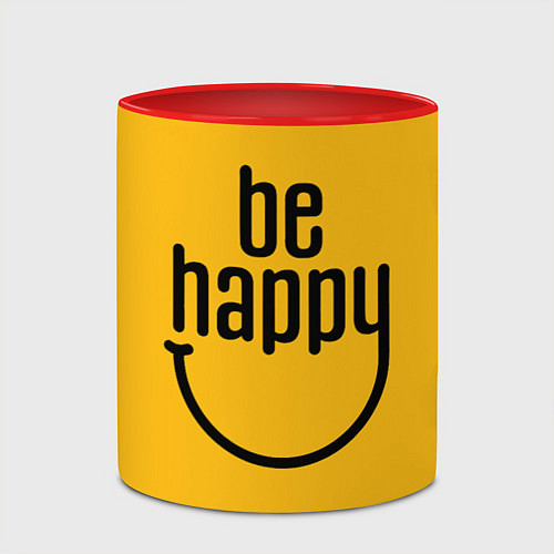 Кружка цветная Smile - be happy / 3D-Белый + красный – фото 2