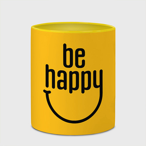 Кружка цветная Smile - be happy / 3D-Белый + желтый – фото 2