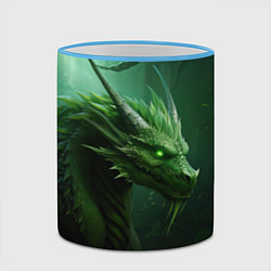 Кружка 3D Яркий зеленый дракон, цвет: 3D-небесно-голубой кант — фото 2