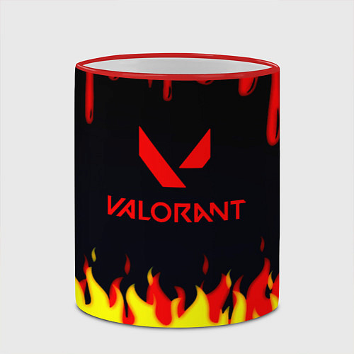 Кружка цветная Valorant flame texture games / 3D-Красный кант – фото 2