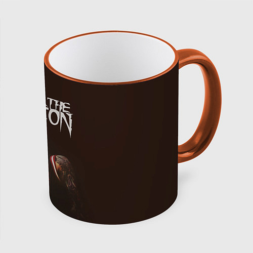 Кружка цветная Oli Sykes - Bring Me the Horizon / 3D-Оранжевый кант – фото 1