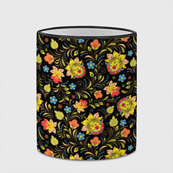 Кружка 3D Хохломская роспись разноцветные цветы, цвет: 3D-черный кант — фото 2