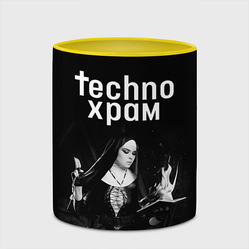 Кружка цветная Techno храм монашка колдунья / 3D-Белый + желтый – фото 2