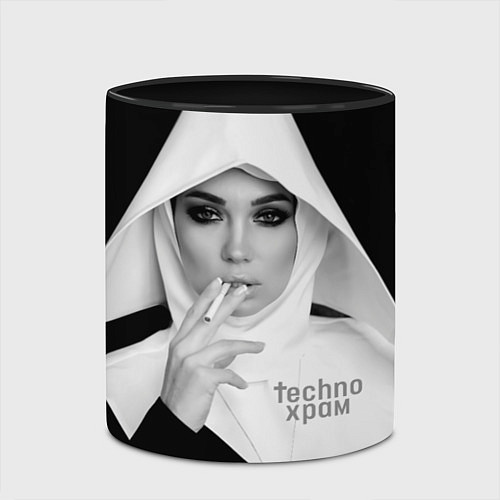 Кружка цветная Techno храм роковая монашка / 3D-Белый + черный – фото 2