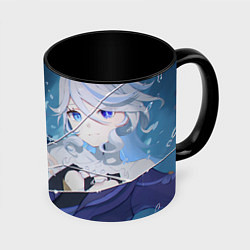Кружка 3D Genshin Impact Furina smiling, цвет: 3D-белый + черный