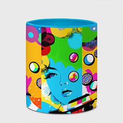 Кружка 3D Girls face - pop art, цвет: 3D-белый + небесно-голубой — фото 2