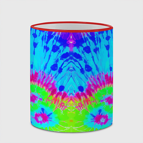 Кружка цветная Tie-Dye abstraction / 3D-Красный кант – фото 2