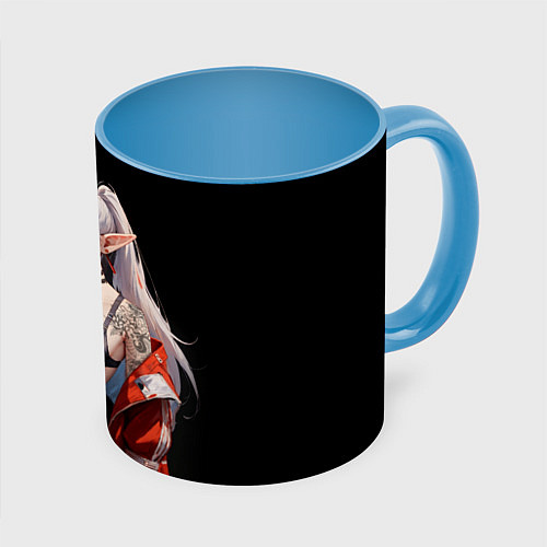 Кружка цветная Фрирен в красной куртке / 3D-Белый + небесно-голубой – фото 1