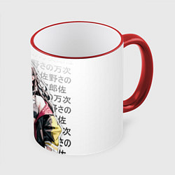 Кружка 3D Стильная Незуко из аниме - иероглифы, цвет: 3D-красный кант