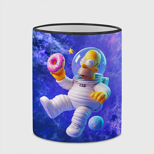 Кружка цветная Homer Simpson is a brave astronaut / 3D-Черный кант – фото 2