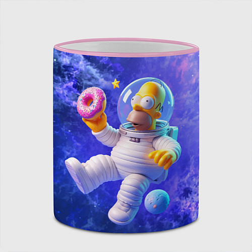 Кружка цветная Homer Simpson is a brave astronaut / 3D-Розовый кант – фото 2