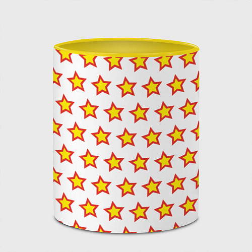 Кружка цветная Звезды защитника / 3D-Белый + желтый – фото 2