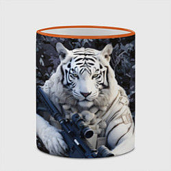 Кружка 3D Белый тигр солдат, цвет: 3D-оранжевый кант — фото 2