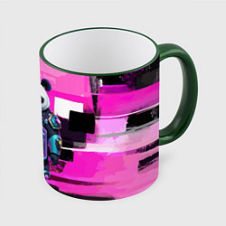 Кружка 3D Funny panda - cyberpunk, цвет: 3D-зеленый кант