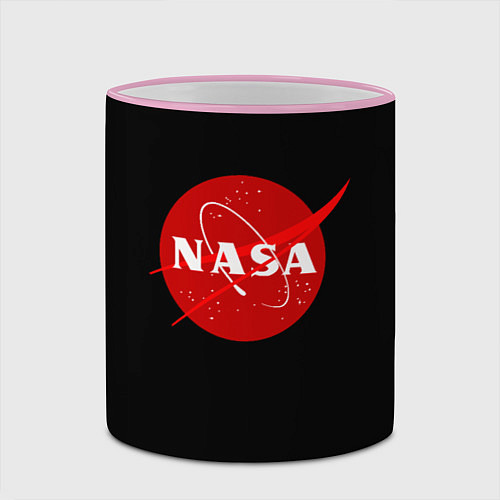 Кружка цветная NASA redlogo space usa / 3D-Розовый кант – фото 2