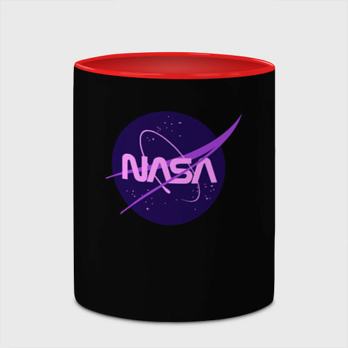 Кружка цветная NASA neon space / 3D-Белый + красный – фото 2