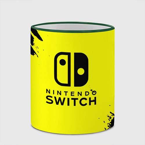Кружка цветная Nintendo switch краски на жёлтом / 3D-Зеленый кант – фото 2