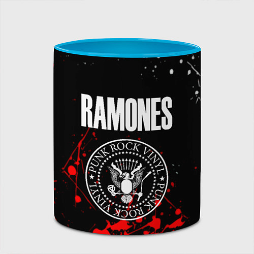 Кружка цветная Ramones краски метал группа / 3D-Белый + небесно-голубой – фото 2