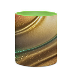 Кружка 3D Плавные рельефы с блёстками, цвет: 3D-белый + светло-зеленый — фото 2