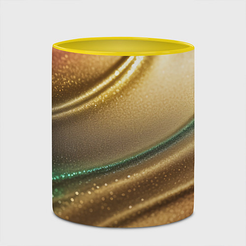 Кружка цветная Плавные рельефы с блёстками / 3D-Белый + желтый – фото 2
