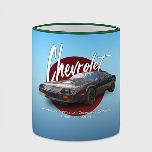 Кружка цветная Американский маслкар Chevrolet Camaro третьего пок / 3D-Зеленый кант – фото 2