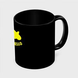 Кружка 3D Christopher Comstock yellow logo, цвет: 3D-белый + черный