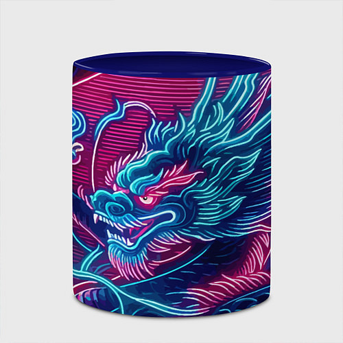 Кружка цветная Свирепый японский дракон - ирезуми / 3D-Белый + синий – фото 2