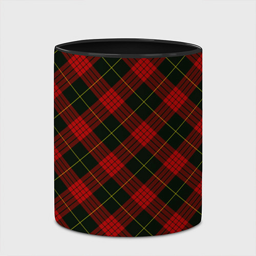 Кружка цветная Красно-зелёный клетчатый / 3D-Белый + черный – фото 2