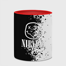 Кружка 3D Nirvana чернобелые краски рок, цвет: 3D-белый + красный — фото 2