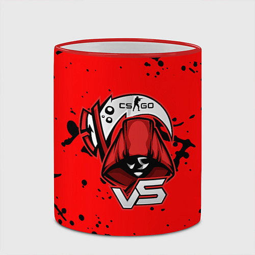 Кружка цветная Counter strike смерть логотип команды стикер / 3D-Красный кант – фото 2
