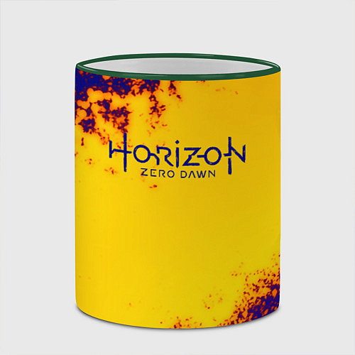 Кружка цветная Horizon zero dawn alloy grunge metal / 3D-Зеленый кант – фото 2