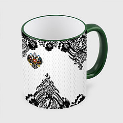 Кружка 3D Имперский узор Россия герб патриотизм, цвет: 3D-зеленый кант