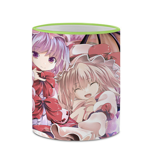 Кружка цветная Touhou Project Remilia Flandre cute / 3D-Светло-зеленый кант – фото 2