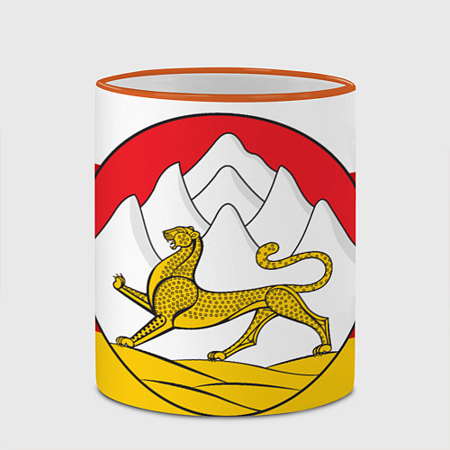 Кружка цветная Осетия флаг и герб / 3D-Оранжевый кант – фото 2