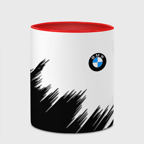 Кружка цветная BMW чёрные штрихи текстура / 3D-Белый + красный – фото 2