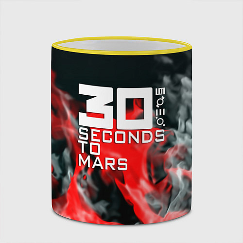 Кружка цветная Seconds to mars fire / 3D-Желтый кант – фото 2