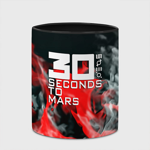 Кружка цветная Seconds to mars fire / 3D-Белый + черный – фото 2